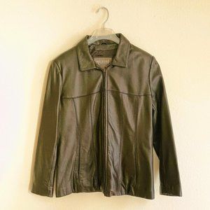 Men's Wilson Dark Brown Leather Jacket Size L Front Pockets & 2 Inside Pockets